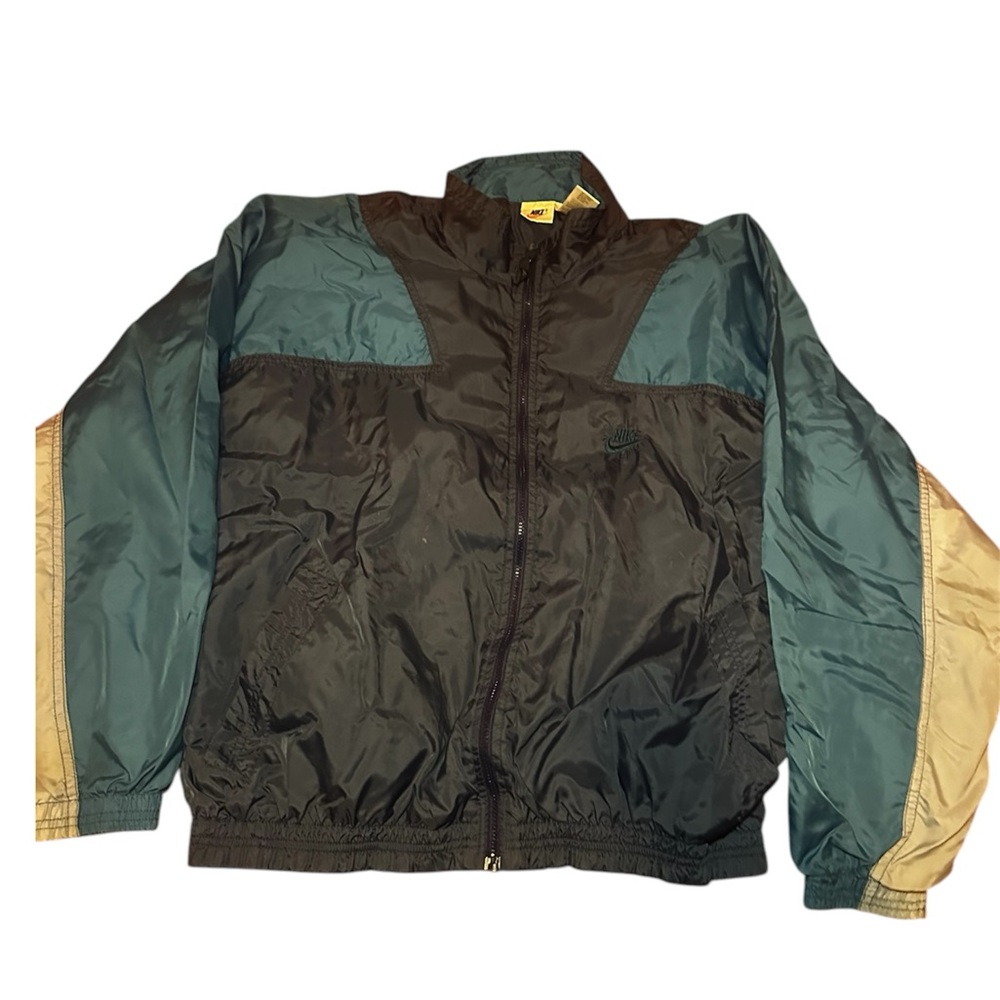 Men's Nike vintage teal blue and gray windbreaker jacket Medium
